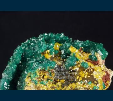 DDRC4 Dioptase with Mimetite from Mindouli District, Pool Dept., Republic of Congo DDRC4 Dioptase with Mimetite from Mindouli District, Pool Dept., Republic of Congo