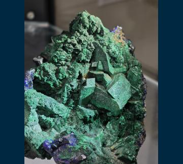 WL-TSUMEB Malachite pseudomorphs after Azurite with Azurite from Tsumeb Mine, Tsumeb District, Oshikoto Region, Namibia