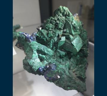 WL-TSUMEB Malachite pseudomorphs after Azurite with Azurite from Tsumeb Mine, Tsumeb District, Oshikoto Region, Namibia