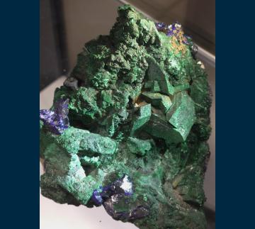 WL-TSUMEB Malachite pseudomorphs after Azurite with Azurite from Tsumeb Mine, Tsumeb District, Oshikoto Region, Namibia