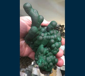 RG1099 Malachite ( var. stalactitic ) from Star of Congo Mine, Shaba Cu belt, near Lubumbashi, Katanga (Shaba) Province, Democratic Republic of Congo RG1099 Malachite ( var. stalactitic ) from Star of Congo Mine, Shaba Cu belt, near Lubumbashi, Katanga (Shaba) Province, Democratic Republic of Congo