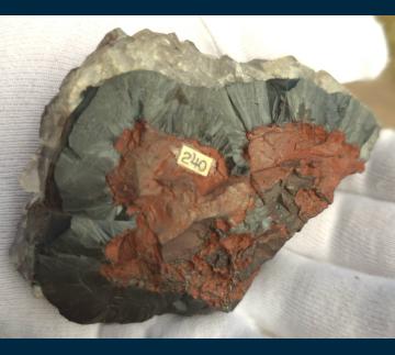 DEB240 Quartz on Hematite from Alston Moor District, North Pennines, Cumberland, Cumbria, England, United Kingdom