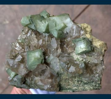 ELC3239 Orthoclase ( var. Adularia ) on Smoky Quartz with Gwindel Quartz from Rhone-Gletscher, Ober-Wallis, Switzerland ELC3239 Orthoclase ( var. Adularia ) on Smoky Quartz with Gwindel Quartz from Rhone-Gletscher, Ober-Wallis, Switzerland