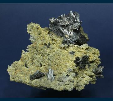 JC001 Stibnite on Quartz with Siderite from Herja Mine (Kisbanya), Ilba-Baiut District, Baia Mare, Maramures County, Romania JC001 Stibnite on Quartz with Siderite from Herja Mine (Kisbanya), Ilba-Baiut District, Baia Mare, Maramures County, Romania