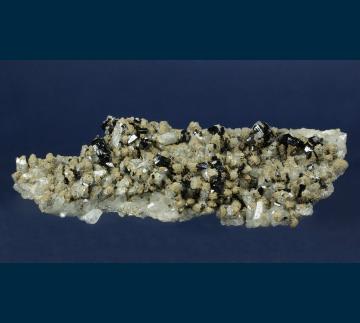 JC357 Ilvaite with Calcite on Quartz from Dal'negorsk, Primorskiy Kray, Russia