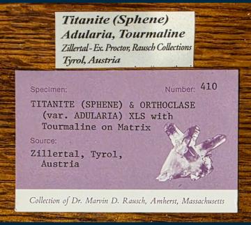RG1324 Titanite ( Sphene ) on Adularia with Tourmaline from Zillertal, North Tirol, Tirol, Austria RG1324 Titanite ( Sphene ) on Adularia with Tourmaline from Zillertal, North Tirol, Tirol, Austria