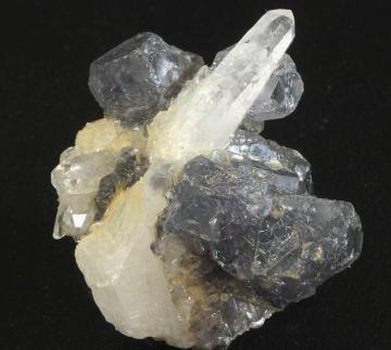 Quartz with Fluorite included with Bismuthinite - China - F423