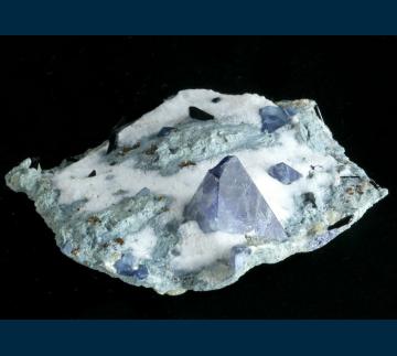 Benitoite with Neptunite and Joaquinite on Natrolite - United States of America - SBC-20