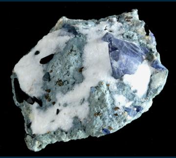 Benitoite with Neptunite and Joaquinite on Natrolite - United States of America - SBC-20