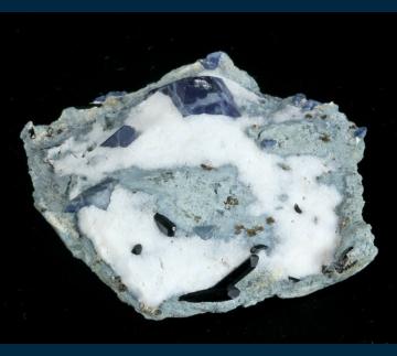 Benitoite with Neptunite and Joaquinite on Natrolite - United States of America - SBC-20