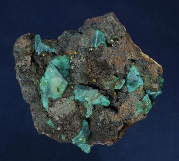 JC262 Chrysocolla ( pseudo Azurite ) with Wulfenite from Whim Creek, Pilbara Region, Western Australia, Australia