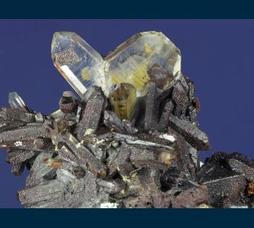RG1355 Quartz ( Japan-law twin ) with Siderite pseudomorphs from Kami Mine, Ayopaya Province, Cochabamba Department, Bolivia RG1355 Quartz ( Japan-law twin ) with Siderite pseudomorphs from Kami Mine, Ayopaya Province, Cochabamba Department, Bolivia