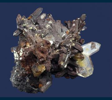 RG1355 Quartz ( Japan-law twin ) with Siderite pseudomorphs from Kami Mine, Ayopaya Province, Cochabamba Department, Bolivia RG1355 Quartz ( Japan-law twin ) with Siderite pseudomorphs from Kami Mine, Ayopaya Province, Cochabamba Department, Bolivia