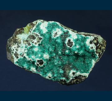 BG93-1 Dioptase on Chrysocolla from Ray Mine, Ray District, near Kearney, Dripping Springs Mts., Pinal County, Arizona, USA