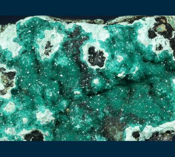 BG93-1 Dioptase on Chrysocolla from Ray Mine, Ray District, near Kearney, Dripping Springs Mts., Pinal County, Arizona, USA
