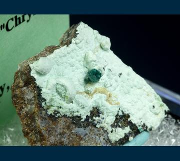 TN228 Dioptase on Chrysocolla from Ray Mine, Ray District, near Kearney, Dripping Springs Mts., Pinal County, Arizona, USA