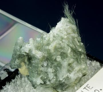 TN234 Actinolite (Var. Byssolite) on Hydroxyapophyllite-(K) from Fairfax Co., Virginia, USA TN234 Actinolite (Var. Byssolite) on Hydroxyapophyllite-(K) from Fairfax Co., Virginia, USA