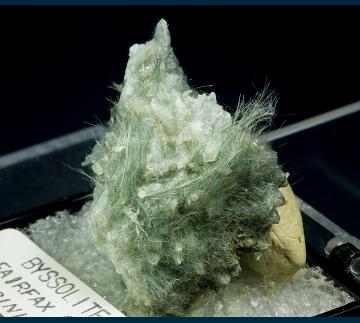TN234 Actinolite (Var. Byssolite) on Hydroxyapophyllite-(K) from Fairfax Co., Virginia, USA TN234 Actinolite (Var. Byssolite) on Hydroxyapophyllite-(K) from Fairfax Co., Virginia, USA