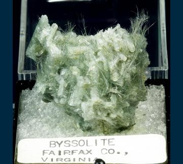 TN234 Actinolite (Var. Byssolite) on Hydroxyapophyllite-(K) from Fairfax Co., Virginia, USA TN234 Actinolite (Var. Byssolite) on Hydroxyapophyllite-(K) from Fairfax Co., Virginia, USA