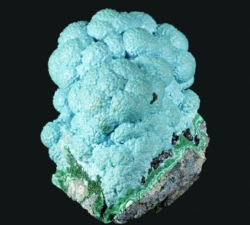 DRC-31 Chrysocolla on Malachite from L'Etoile du Congo Mine (Star of the Congo Mine), Lubumbashi, Katanga (Shaba), Democratic Republic of Congo (Zaire)