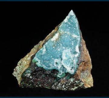 RAY-01 Chrysocolla with Quartz druze from Ray Mine, Ray District, near Kearney, Dripping Springs Mts., Pinal County, Arizona, USA