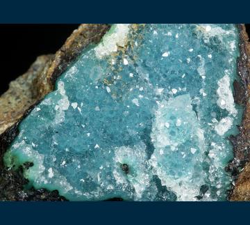 RAY-01 Chrysocolla with Quartz druze from Ray Mine, Ray District, near Kearney, Dripping Springs Mts., Pinal County, Arizona, USA