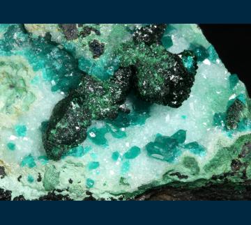 BG1504 Dioptase with Malachite from Ray Mine, Ray District, near Kearney, Dripping Springs Mts., Pinal County, Arizona, USA