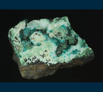 BG1504 Dioptase with Malachite from Ray Mine, Ray District, near Kearney, Dripping Springs Mts., Pinal County, Arizona, USA