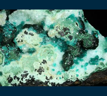 BG1504 Dioptase with Malachite from Ray Mine, Ray District, near Kearney, Dripping Springs Mts., Pinal County, Arizona, USA
