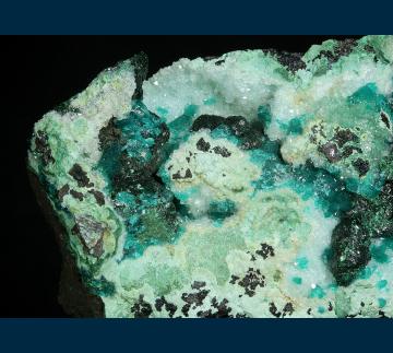 BG1504 Dioptase with Malachite from Ray Mine, Ray District, near Kearney, Dripping Springs Mts., Pinal County, Arizona, USA
